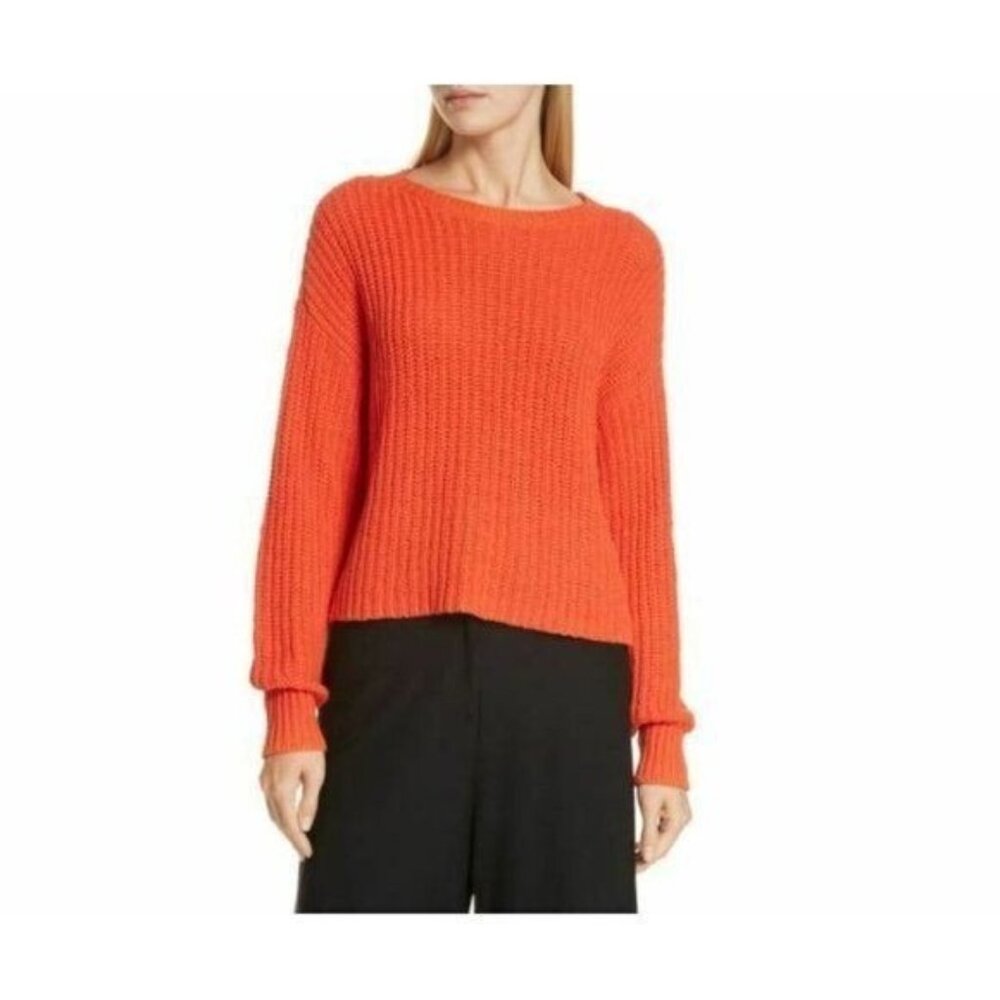Eileen Fisher Organic Cotton Rib Knit Oversized Shaker Sweater SZ XL New